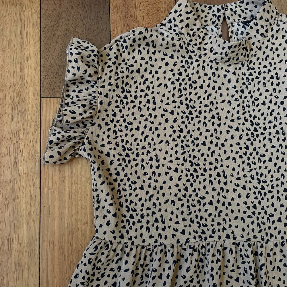Leopard  Print Dot Ruffle Mini Dress - Picture 5 of 7